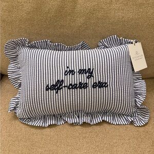 In My Self Care Era Pinstripe Striped Navy & White Decorative Pillow Stylehouse